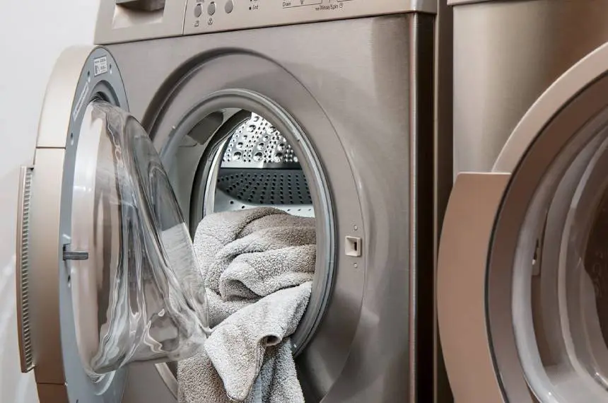 A close up of an open dryer door